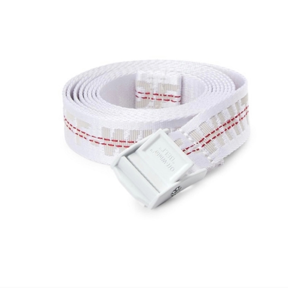 OFF-WHITE | Industrial Logo Belt White Red Piping w/ Bag Virgil Abloh OS